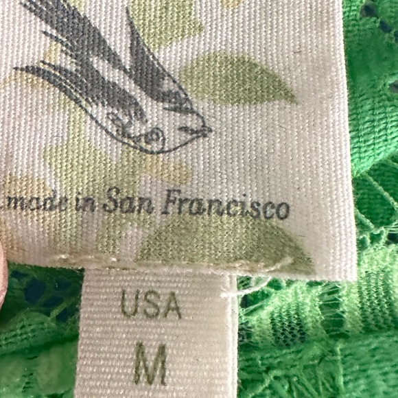 Anthropologie Weston Wear Green Lace Cropped 3/4 Sleeve Blouse Top Medium - Picture 5 of 15